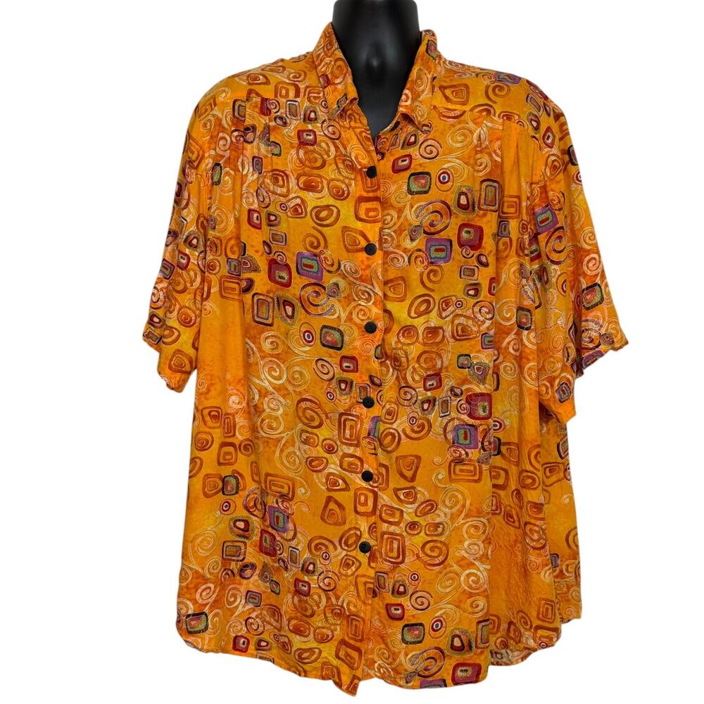 Vtg 90s We Be Bop Shirt 2X Gustav Klimt Maximalism Art to Wear Rayon Button Up